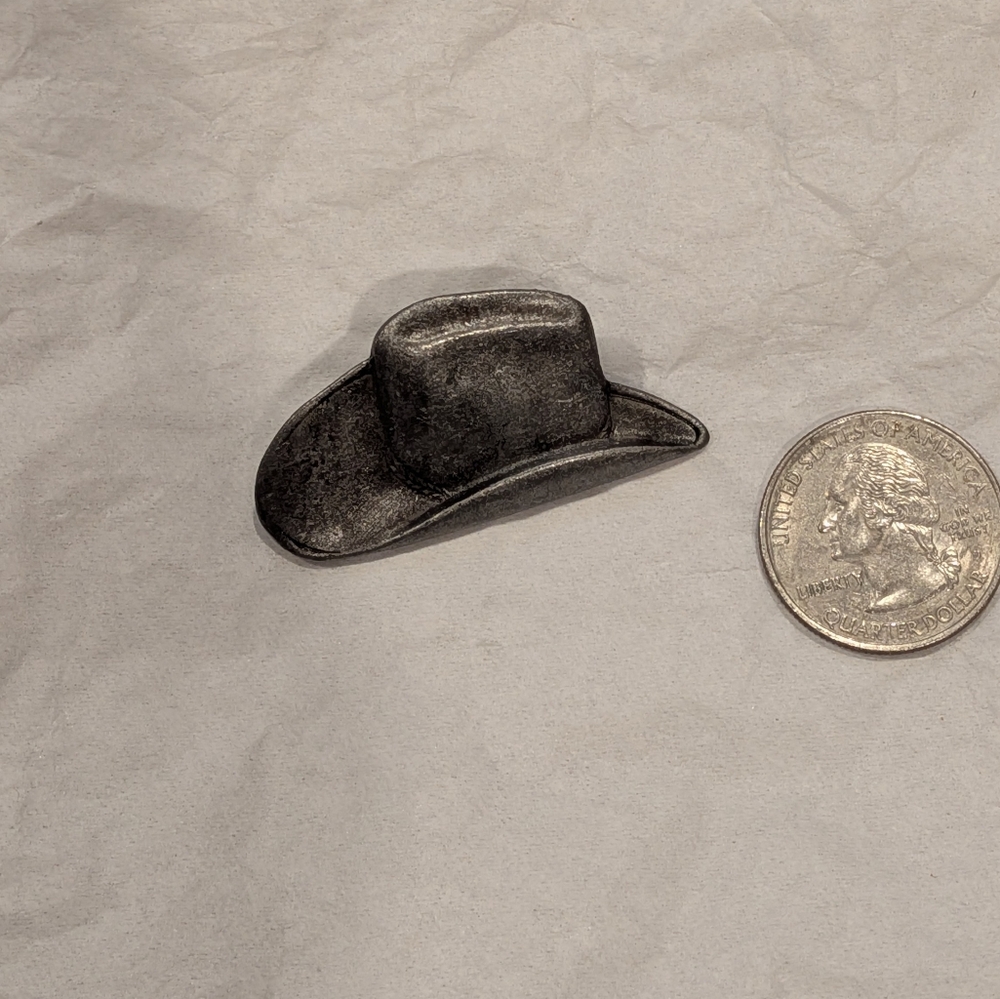 Vintage Cowboy Hat Brooch Western Silver Tone Hat Pin Ranch Rodeo Jewelry